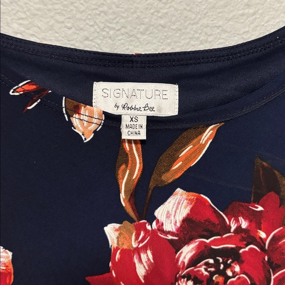 Signature‎ by Robbie Bee Floral Navy Dress Women’s Size: XS - Picture 2 of 4